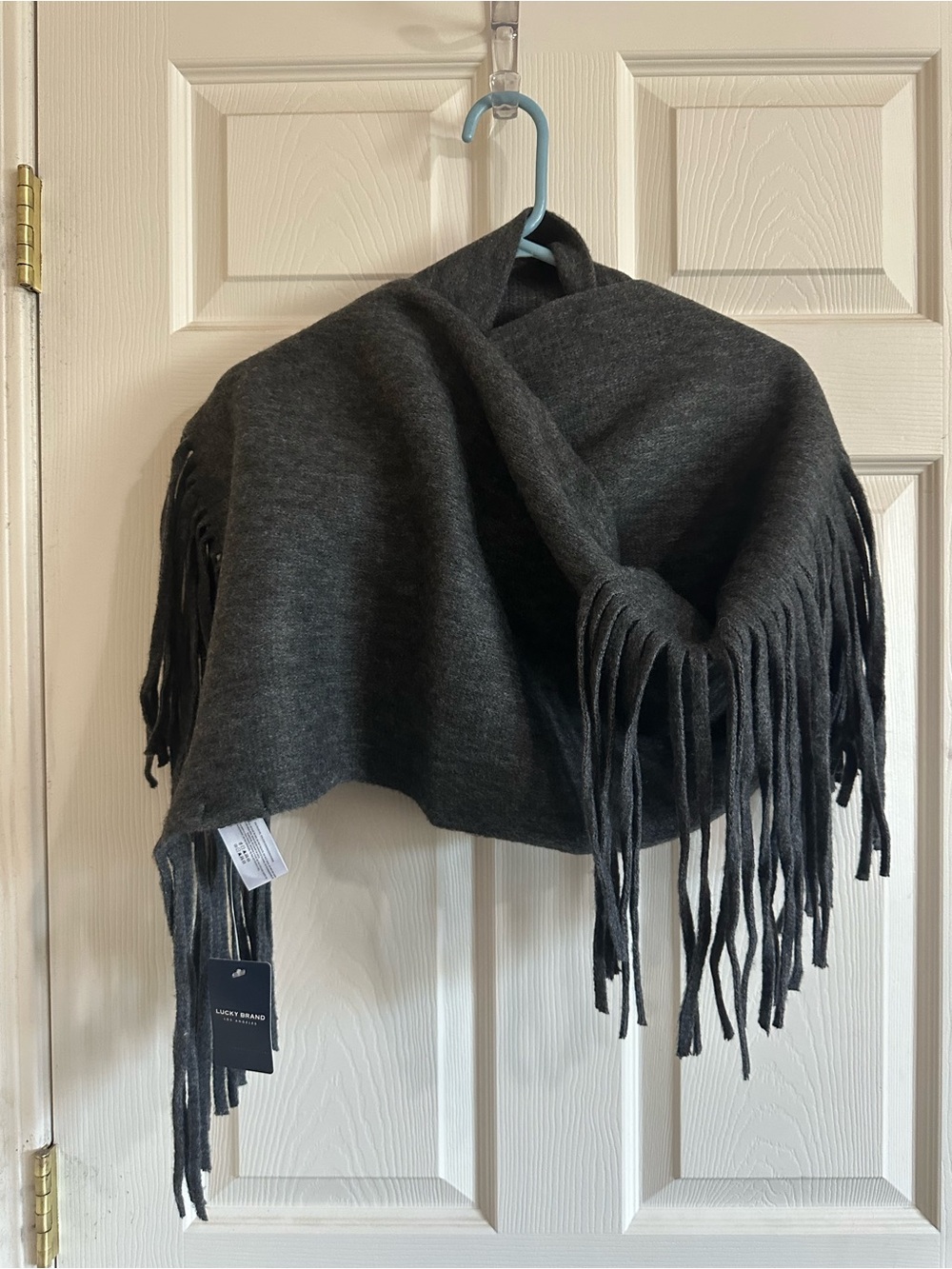 Lucky Brand Dark Charcoal Fringe Wrap Scarf
